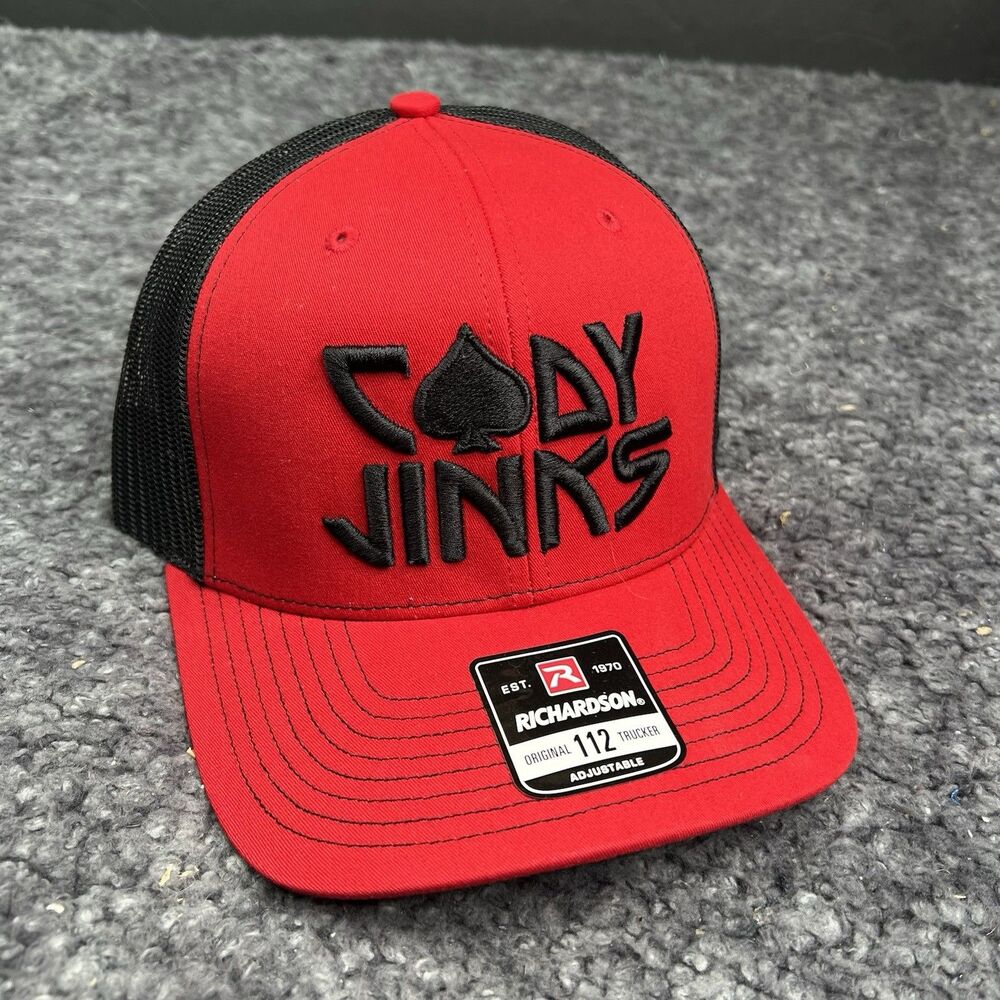 Cody Jinks Spade Puff Embroidery Red and Black Hat MWOT